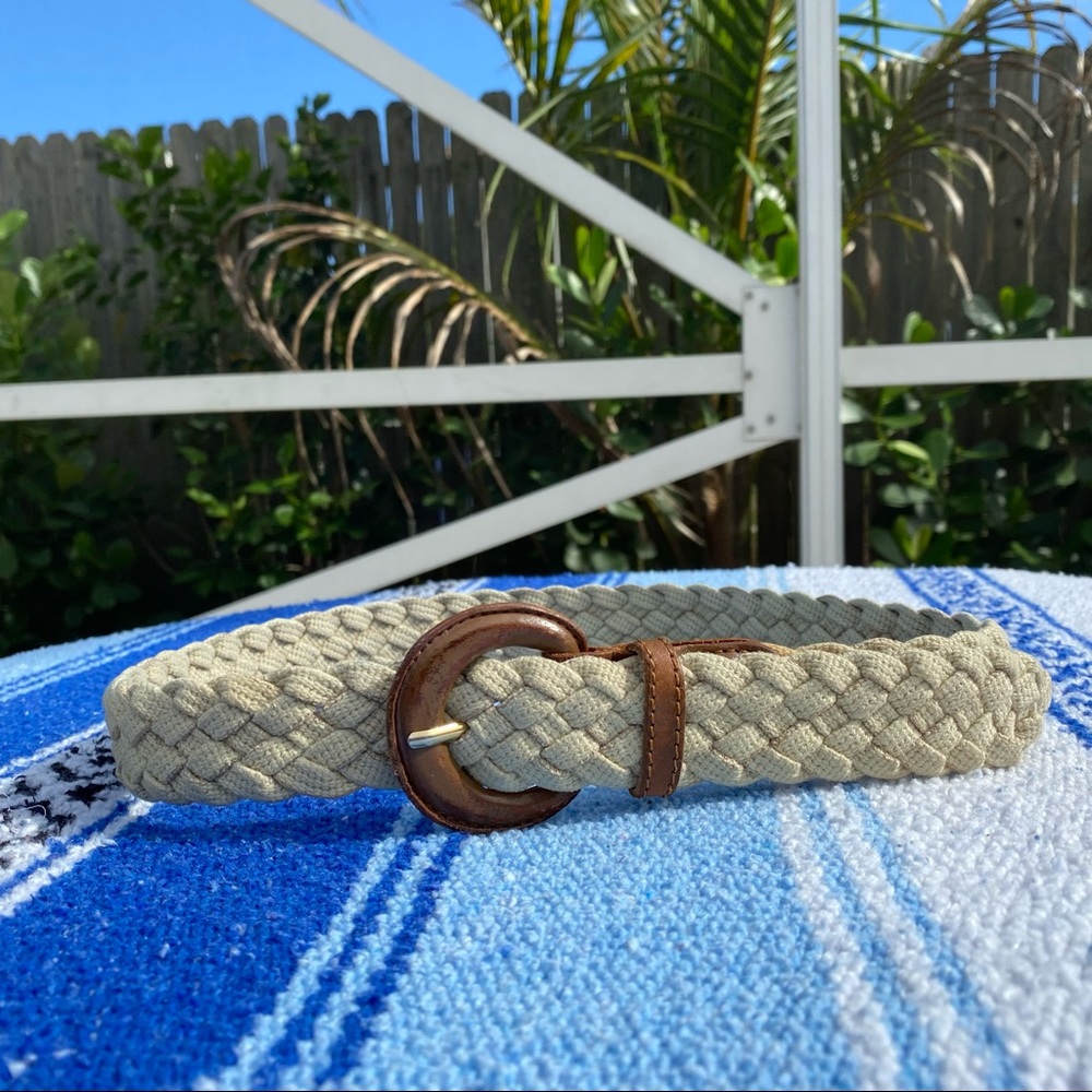 Dockers Beige Braided Fabric Belt 1-1/4" Wide
